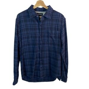 BONOBOS Plaid Shirt Mens Medium Standard Fit Button Up Long‎ Sleeve Flanel Blue